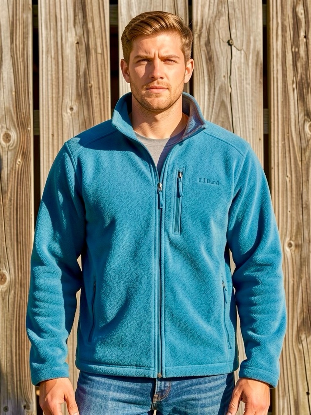 •L.L. Bean XL Teal Fleece Front Zip Jacket! VGUC!